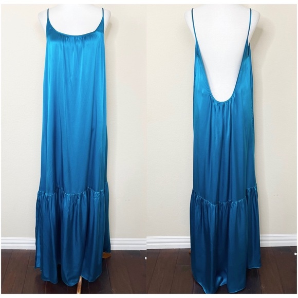 Catherine Gee Symi Silk Sleeveless Maxi Dress - Teal - Picture 3 of 10